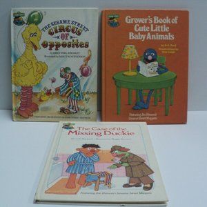 Lot of 3 Vintage 1980 Sesame Street Hardcover Books